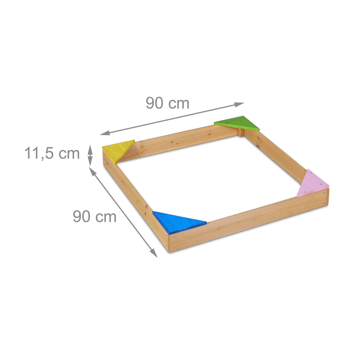 Relaxdays Fir Wood Sandpit with Corner Seats - Outdoor Play