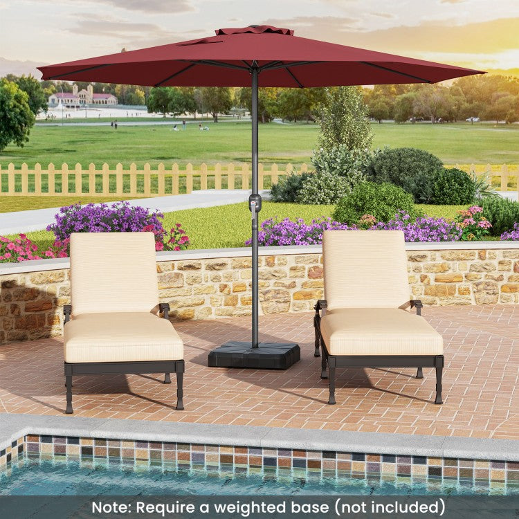 Costway 12-Foot Patio Umbrella - Red with Crank Handle and 8 Ribs