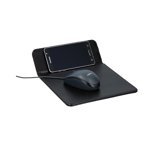 Grundig Wireless Charging Mousepad - Black Faux Leather With 3-In-1 Function