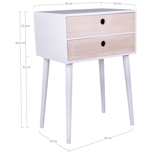House Nordic Bedside Table Rimini - Stylish White Nightstand With 2 Drawers