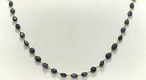 Ph Artistic Beautiful Necklace - Natural Oval Blue Sapphire - Elegant 18K Gold Wire Design