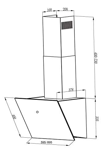 Respekta Cooker Hood 60Cm Angled Fan With Led Lighting