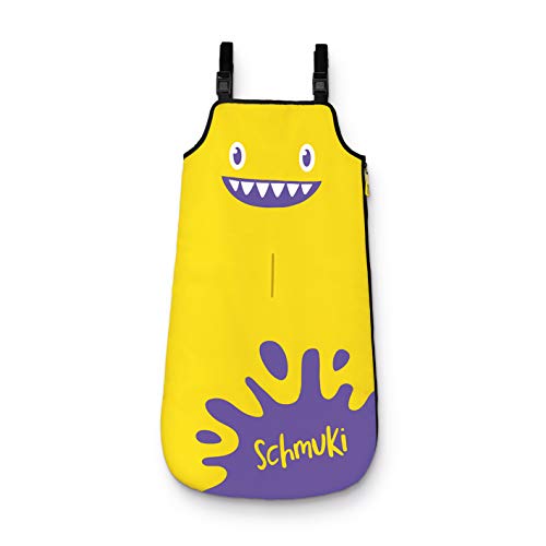 Schmuki Children's Dirt Bag Foot Muff designed for car seats and buggies, featuring adjustable straps.