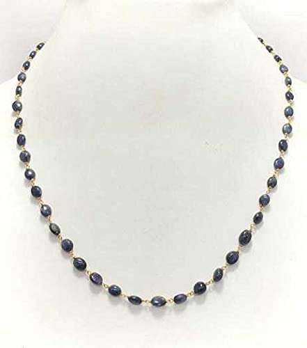 Ph Artistic Beautiful Necklace - Natural Oval Blue Sapphire - Elegant 18K Gold Wire Design