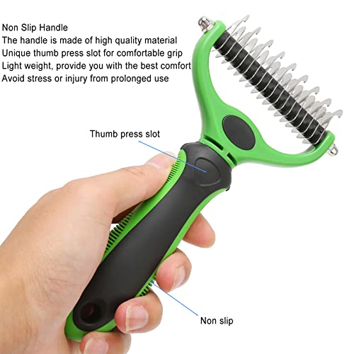 Cyrank Pet Grooming Brush, Double Sided Dematting Rake For Dogs & Cats, Gentle Shedding Tool