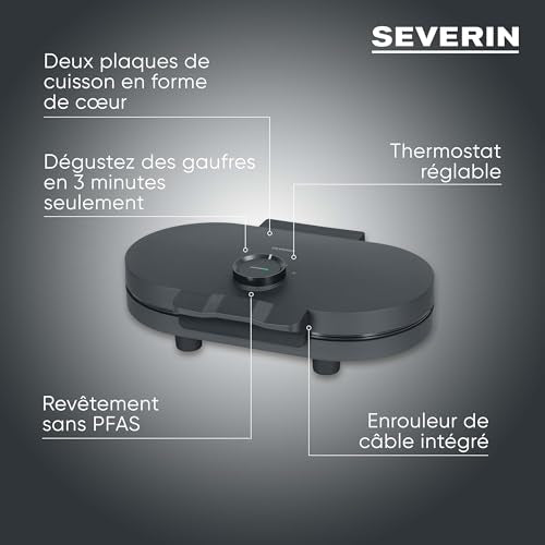 Severin Black Line Duo-Waffle Maker - Perfect Heart-Shaped Waffles