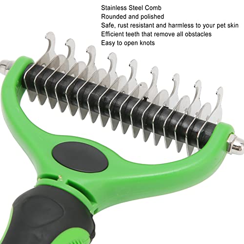 Cyrank Pet Grooming Brush, Double Sided Dematting Rake For Dogs & Cats, Gentle Shedding Tool