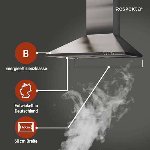 Respekta Stainless Steel Wall-Mount Hood - 60Cm With Led Lighting