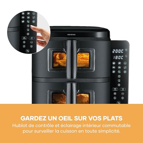 Severin S-Fry Duo Stack Hot Air Fryer - Oil-Free Cooking & 9 Programs