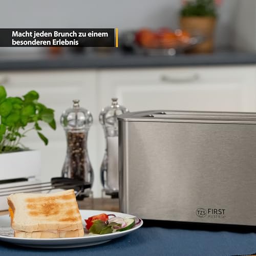 Tzs First Austria Long Slot Toaster - 4 Slices, Stainless Steel, Efficient Heating