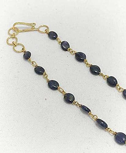Ph Artistic Beautiful Necklace - Natural Oval Blue Sapphire - Elegant 18K Gold Wire Design