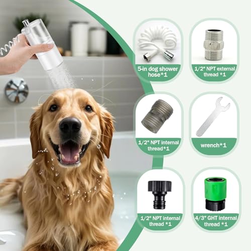 Jesido 2-In-1 Dog Shower Attachment - Automatic Foam Cleaner & Adjustable Water Flow