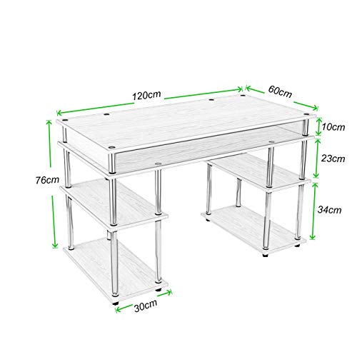 Sogesfurniture Desk With 2 Shelves - Space-Saving & Durable