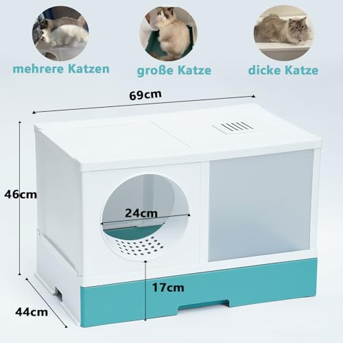 Petraum Xxl Cat Litter Tray With Lid - Spacious & Odour Controlled