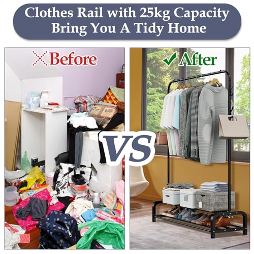 Loefme Clothes Rail - Heavy Duty Rack With Shoe Storage & Minimalist Design