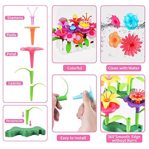Cenove Toddler Flower Garden Building Toy With Carry Box - Educational Stem Fun