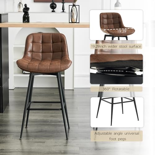 Mjih 26” Bar Stools Set Of 2 - 360° Swivel Comfort
