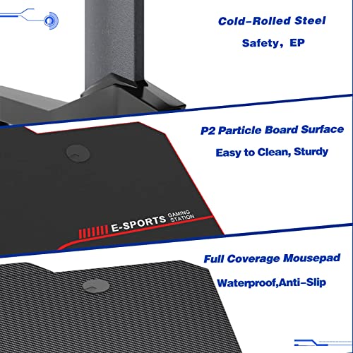Sogesfurniture Gaming Desk Ergonomic Pc Gaming Desk With Large Mouse Pad