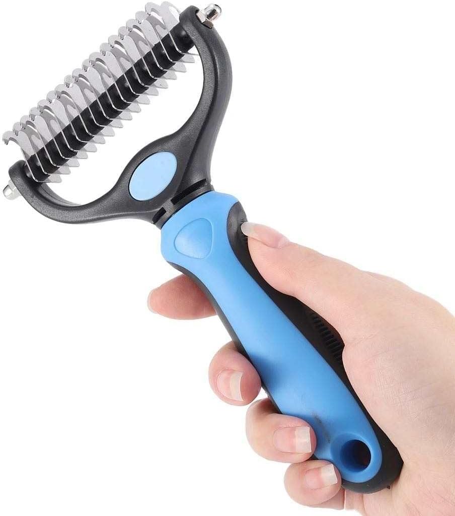 Generic Pet Dematting Comb - Blue Dual Head Stainless Steel