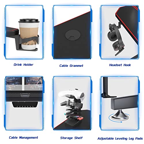 Sogesfurniture Gaming Desk Ergonomic Pc Gaming Desk With Large Mouse Pad