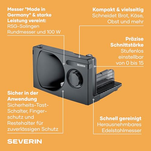 Severin As 9595 All-Slicer For Bread, Cheese, Meat & Vegetables - Adjustable Thickness