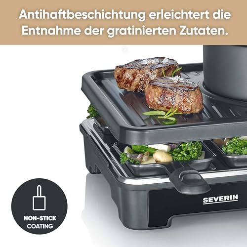 Severin Raclette Fondue Combination For 8 People - 2-In-1 Grill & Fondue Set