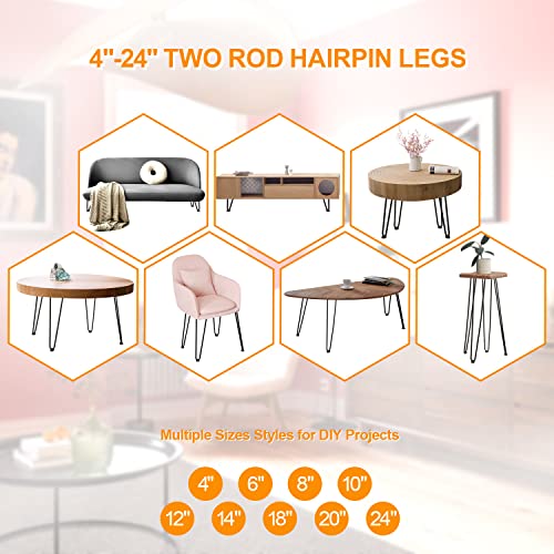 Ironalita 24 Inch Hairpin Legs Set Of 4 - Heavy Duty Diy Table Legs