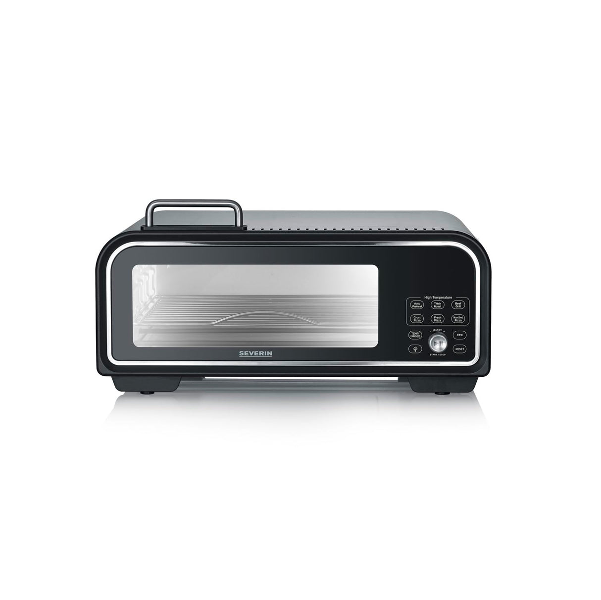 Severin Serico Electric Pizza Oven in black with digital display and pizza stone