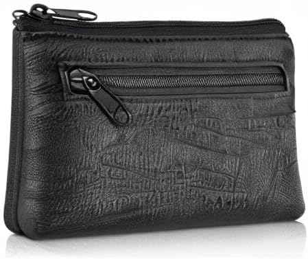 kwmobile RFID Key Case Zippered Black Imitation Leather