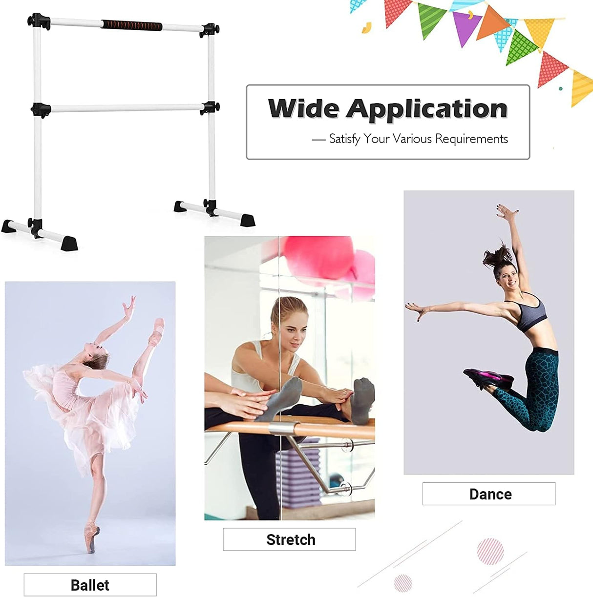 Costzon Portable Double Ballet Barre - Adjustable Height
