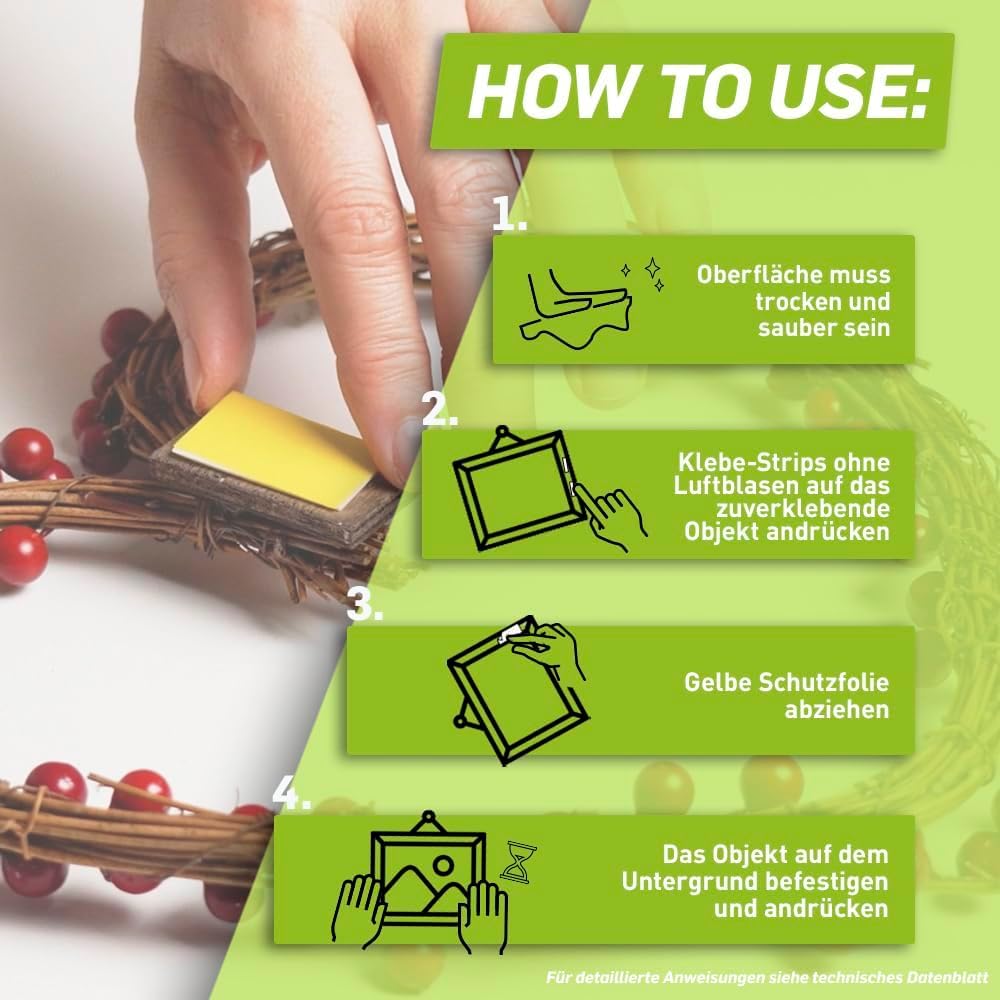 Pattex Gluing Instead of Drilling Adhesive Strips - Double-Sided, Yellow