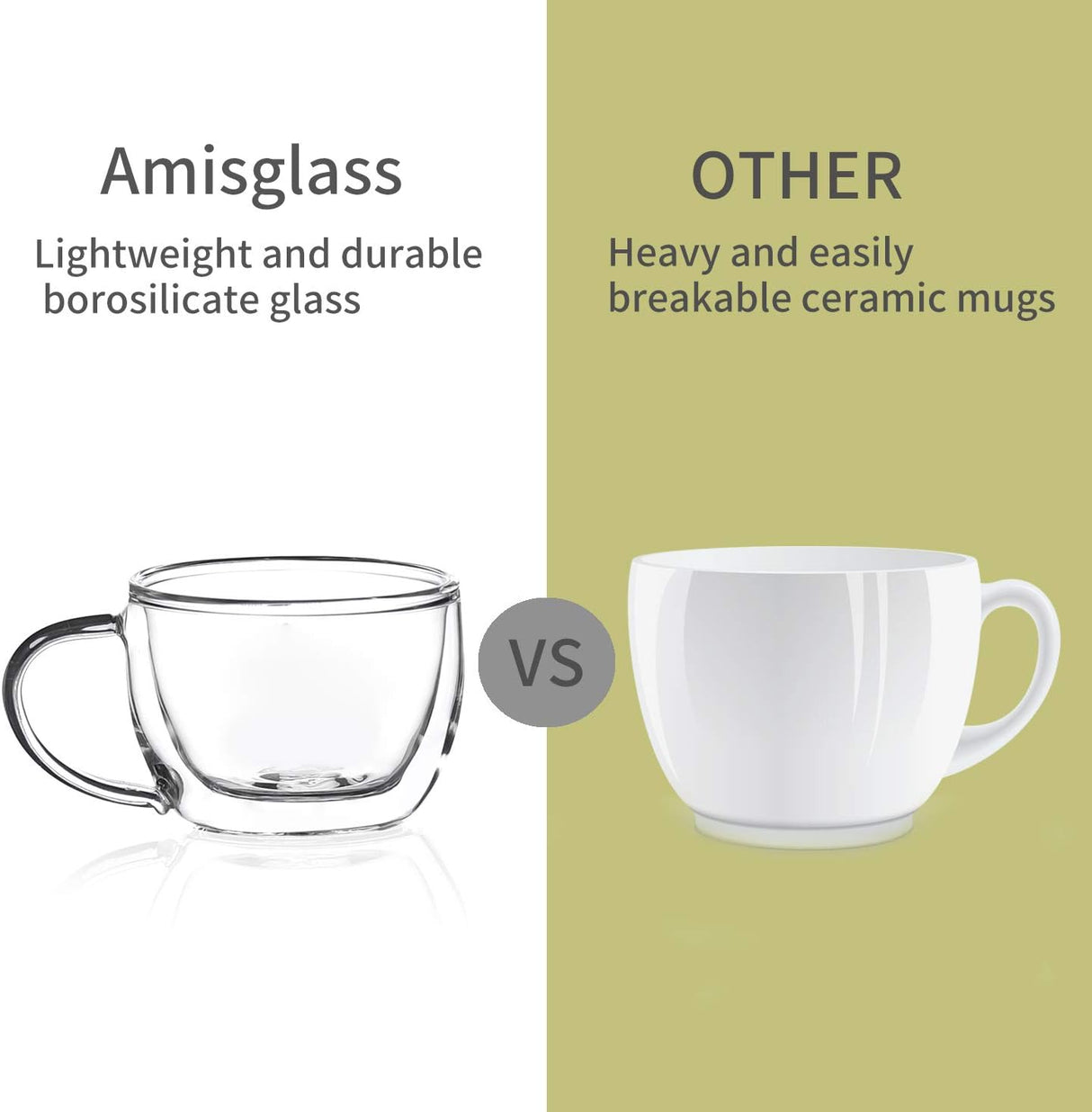 Amisglass Double Walled Espresso Cups - Clear Borosilicate Glass