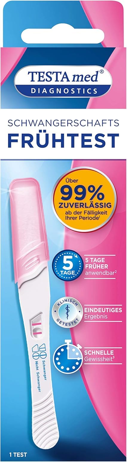 TESTAmed Early Pregnancy Test with clear results and wide test tip