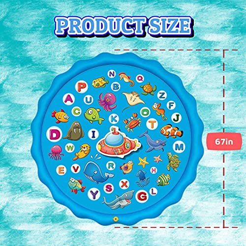 Paochocky Kids Splash Pad Sprinkler Play Mat - Fun Learning Water Toy