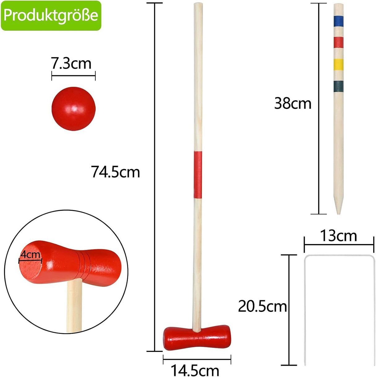 UISEBRT Croquet Set - Wooden Game for 4 Players