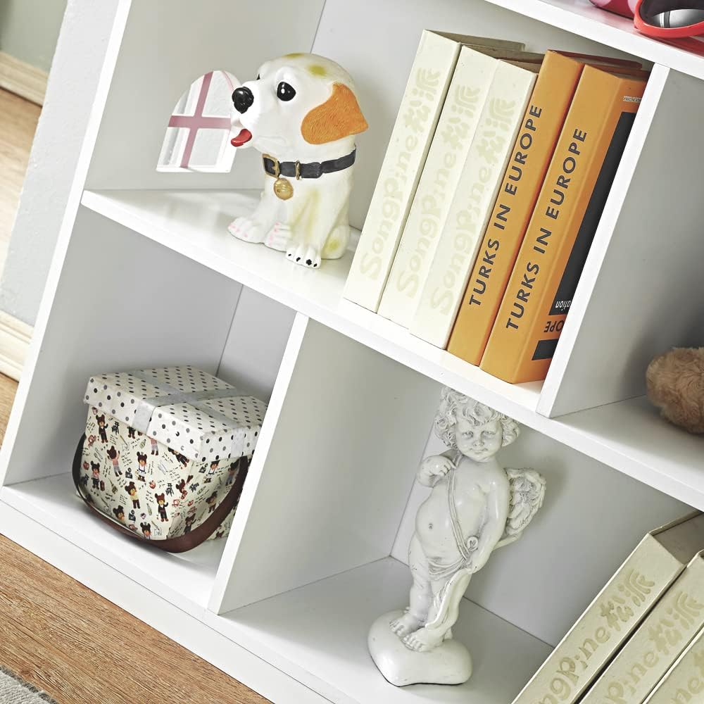 Generic Wooden Dollhouse Bookshelf - Pink White, 3-Tier Storage Organizer for Kids