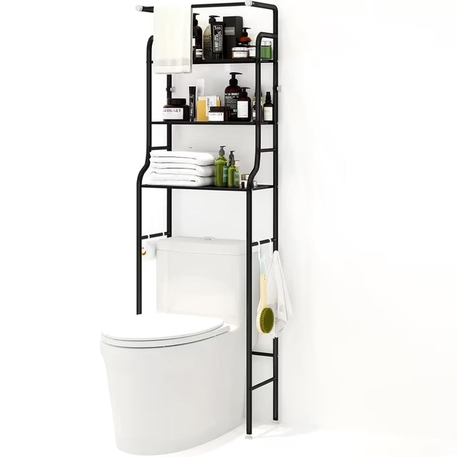 SUSUZI 3-Tier Over Toilet Storage Shelf Metal Bathroom Organizer Black