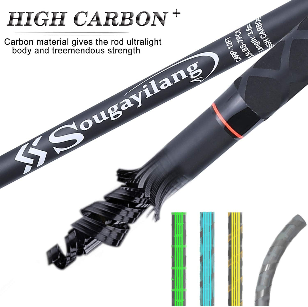 Sougayilang Carbon Fiber Fishing Rod - Lightweight Travel Rod