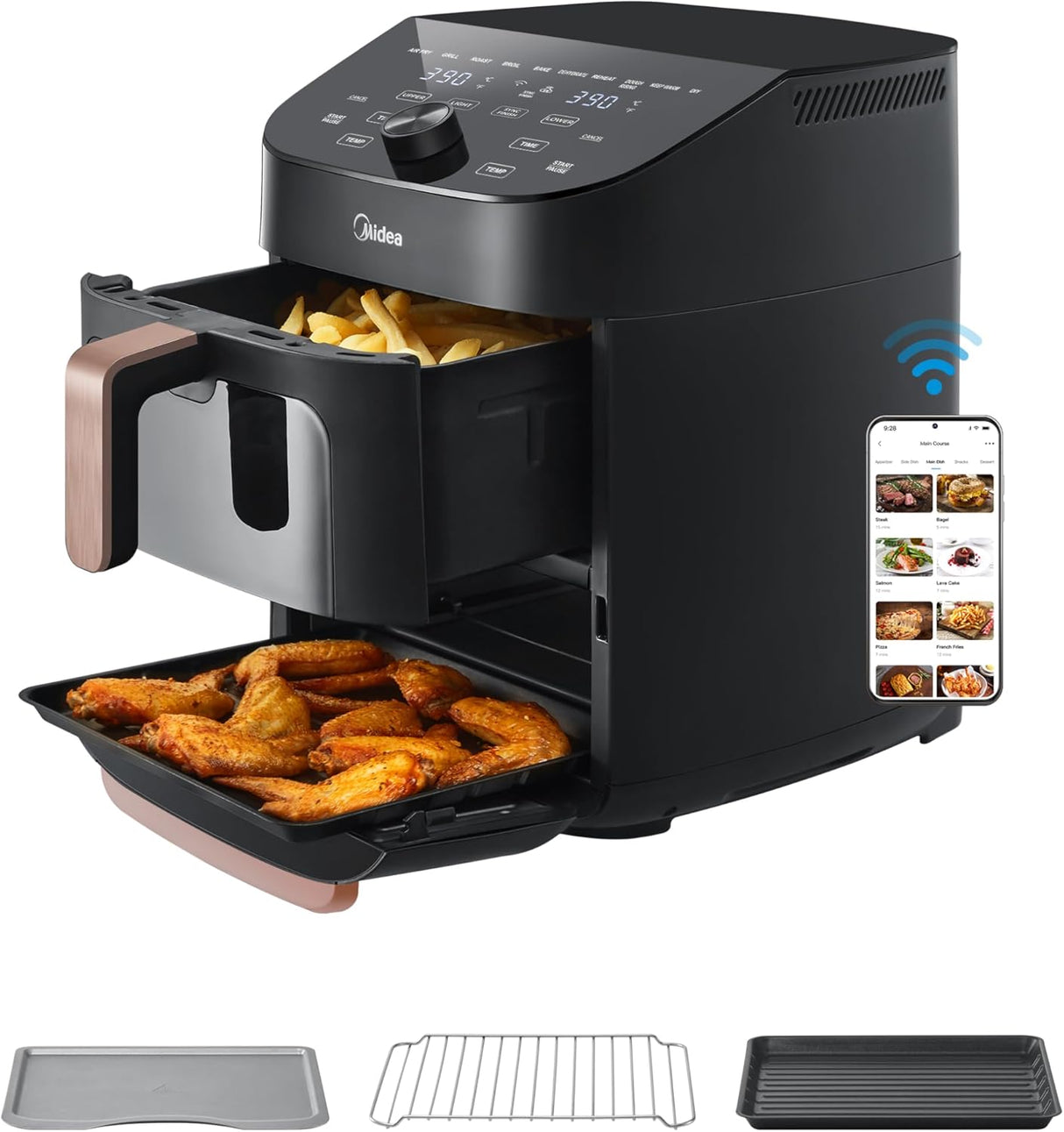 Midea 11L Dual Zone Air Fryer Oven - Wi-Fi Alexa Smart Connectivity