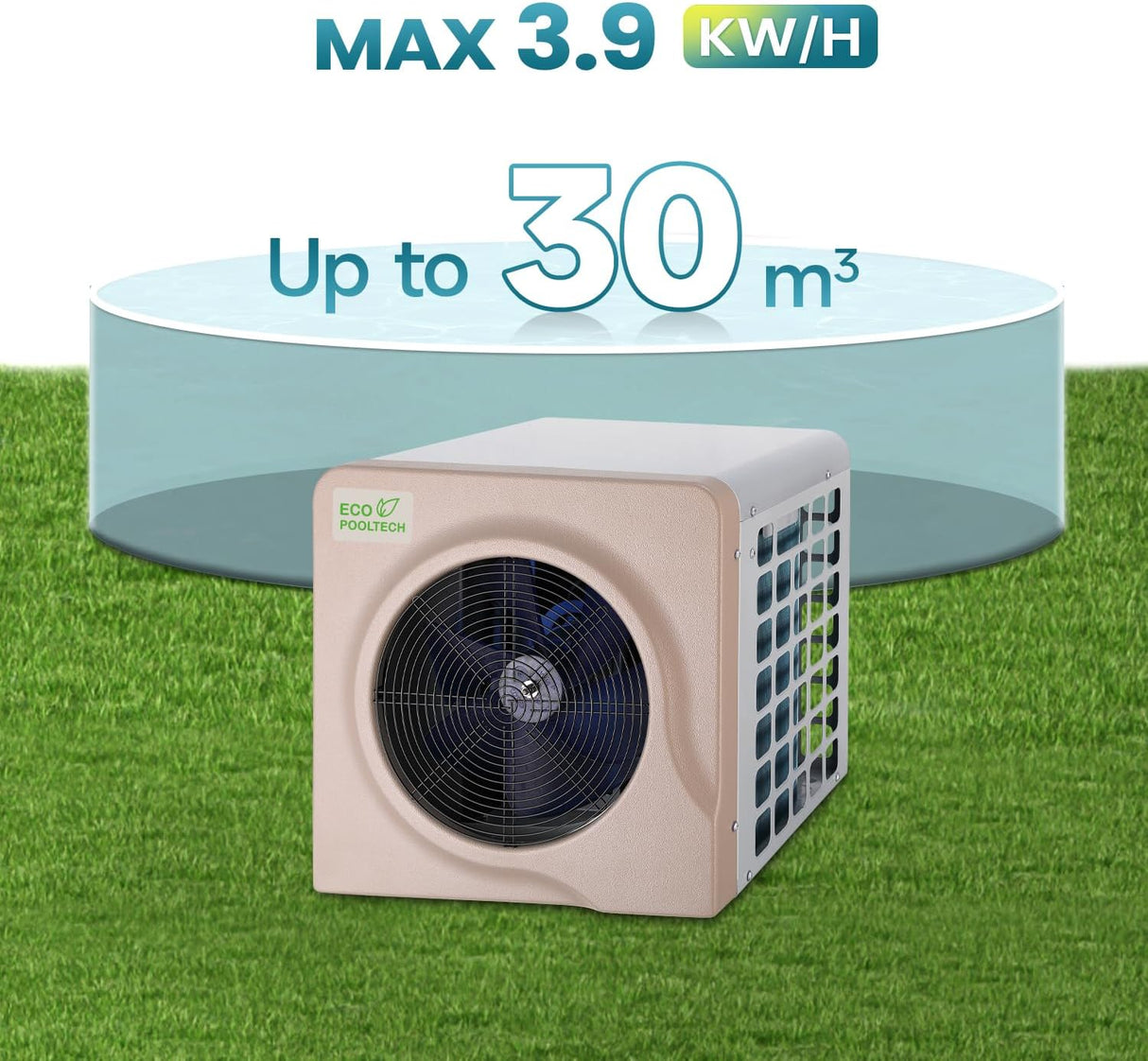 ECOPOOLTECH EE35 Mini Pool Heater Heat Pump - 3.9 kW for Above Ground Pools