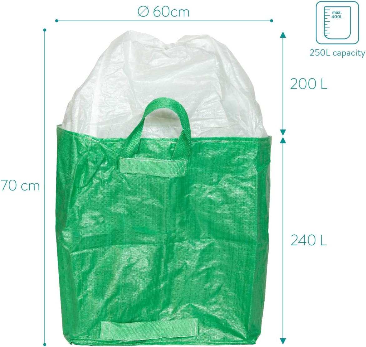 Navaris Reusable Garden Waste Bags - 66 Gallons, Pack of 3