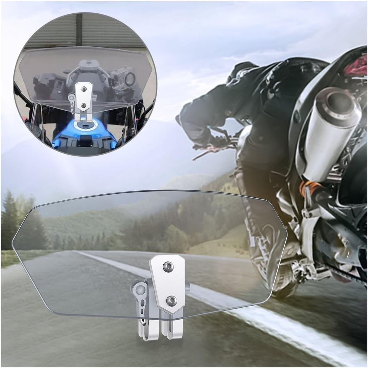 Generic Adjustable Motorcycle Windscreen Wind Deflector - ABS construction