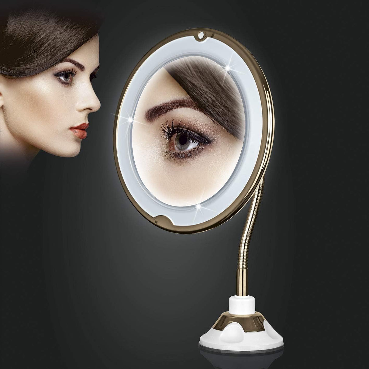 GNTM LED Cosmetic Mirror - 5x magnification, tabletop