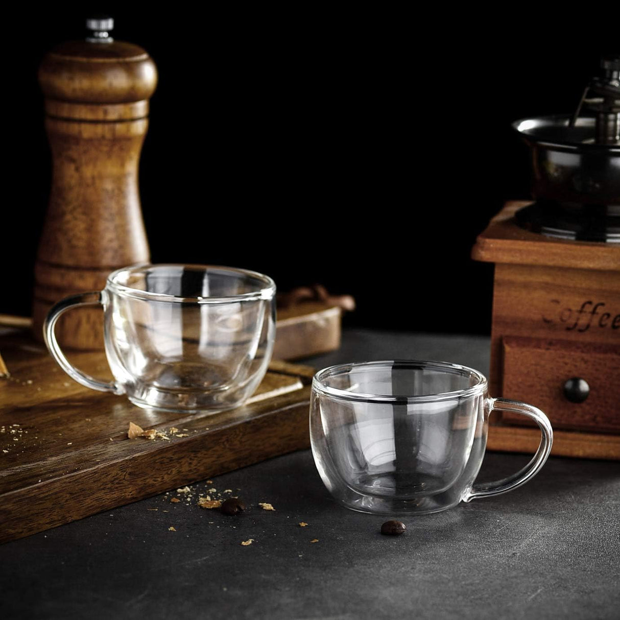 Amisglass Double Walled Espresso Cups - Clear Borosilicate Glass
