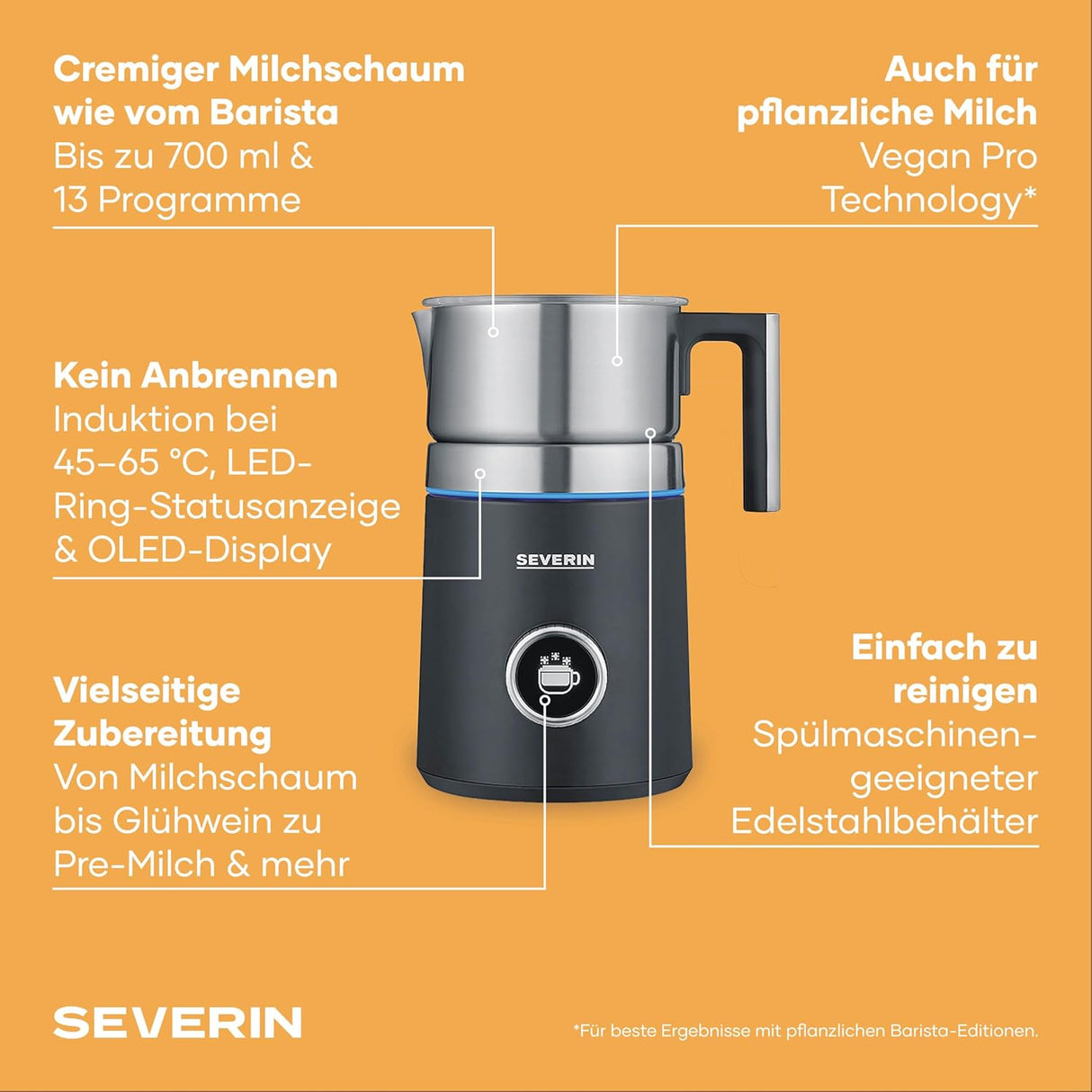 SEVERIN Induction Milk Frother Spuma - 700ml Capacity, Induction Technology