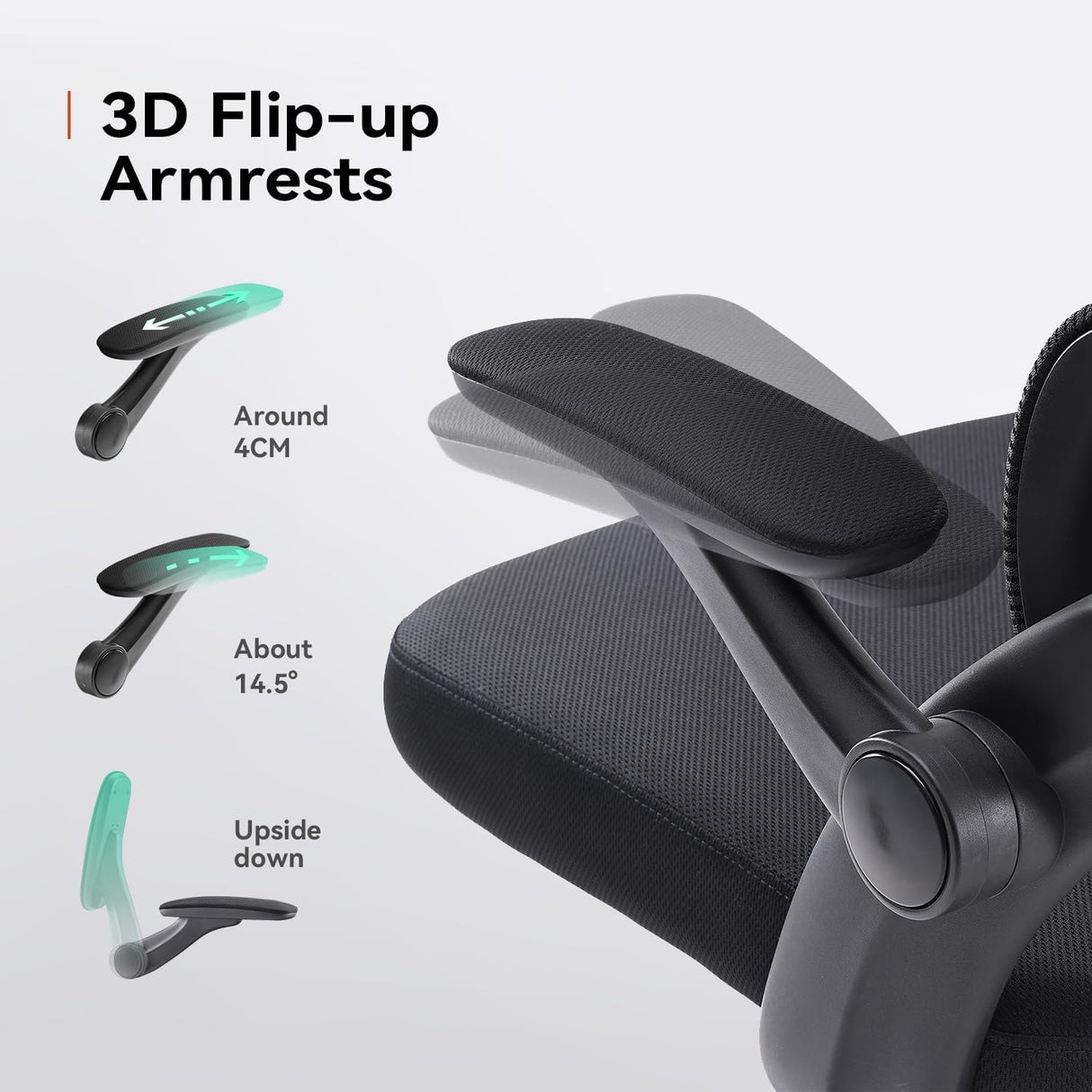 SIHOO M102C Ergonomic Office Chair - Black High Back with 3D Armrests and Lumbar Support