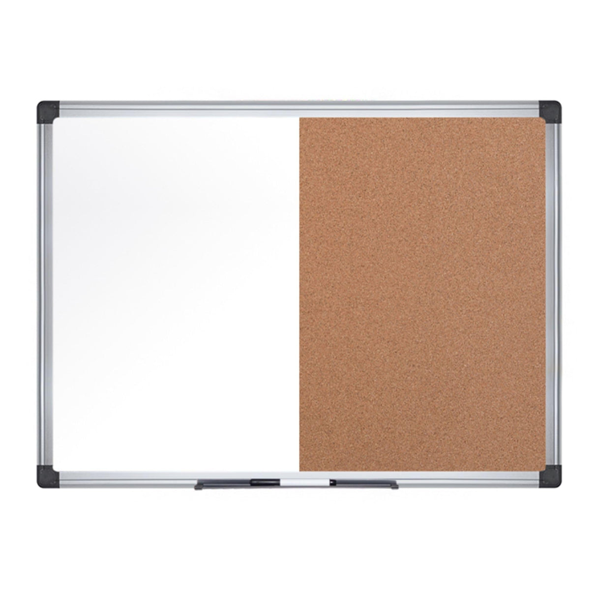 MasterVision Maya Combination Board with dry erase and cork surfaces in an aluminum frame