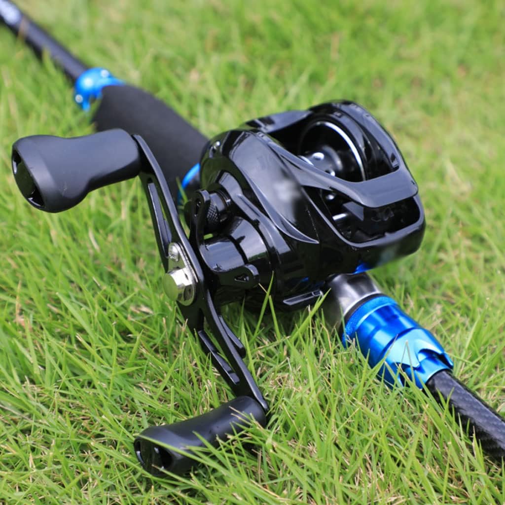 Générique Portable 4-Section Fishing Rod and Baitcasting Reel Set - black, 1.8m/2.1m lengths