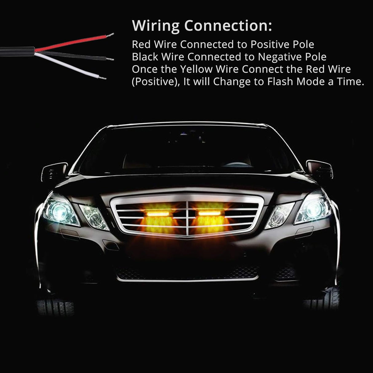 Justech 9CM COB Amber Strobe Flashing Hazard Warning Lights - Universal 12V 24V