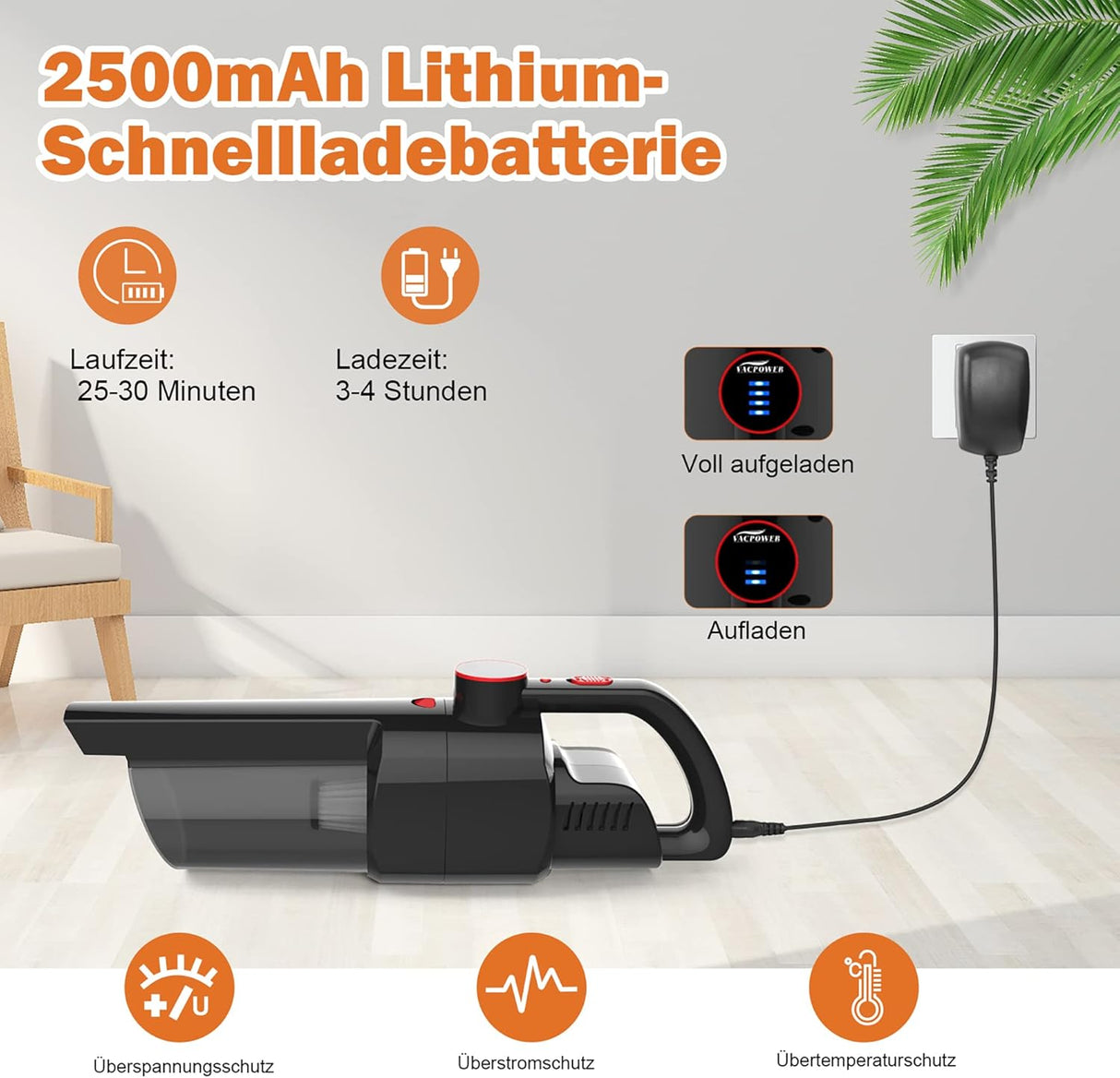 H933 Handheld Cordless Vacuum Cleaner - Black for Car and Home